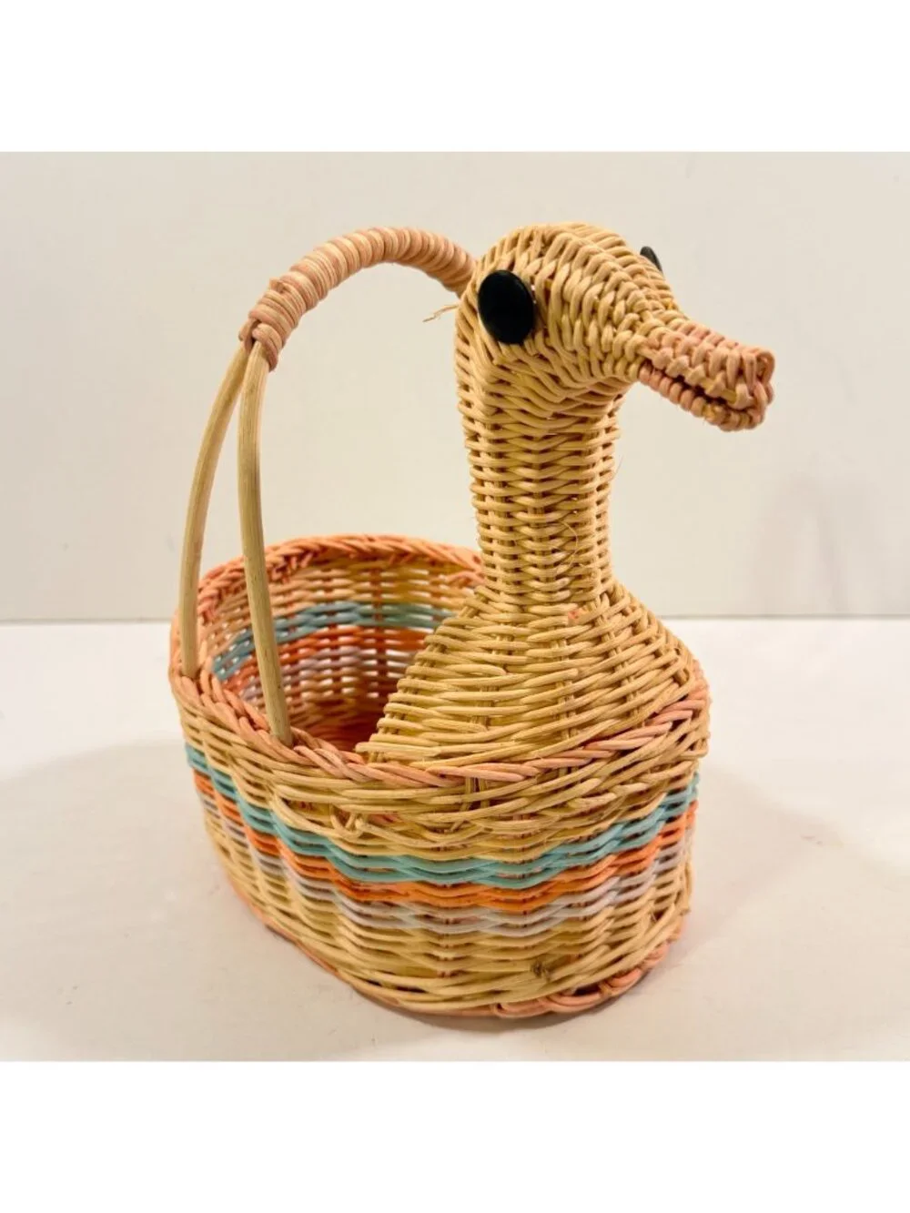 Vintage Wicker Duck Basket Garden Planter Kitchen Storage CUTE